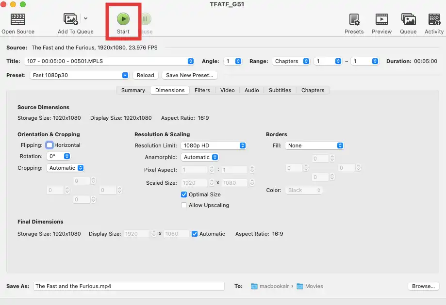 HandBrake変換を開始